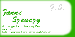 fanni szenczy business card